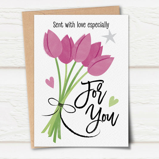 Sketchy 'For You' Tulips Card