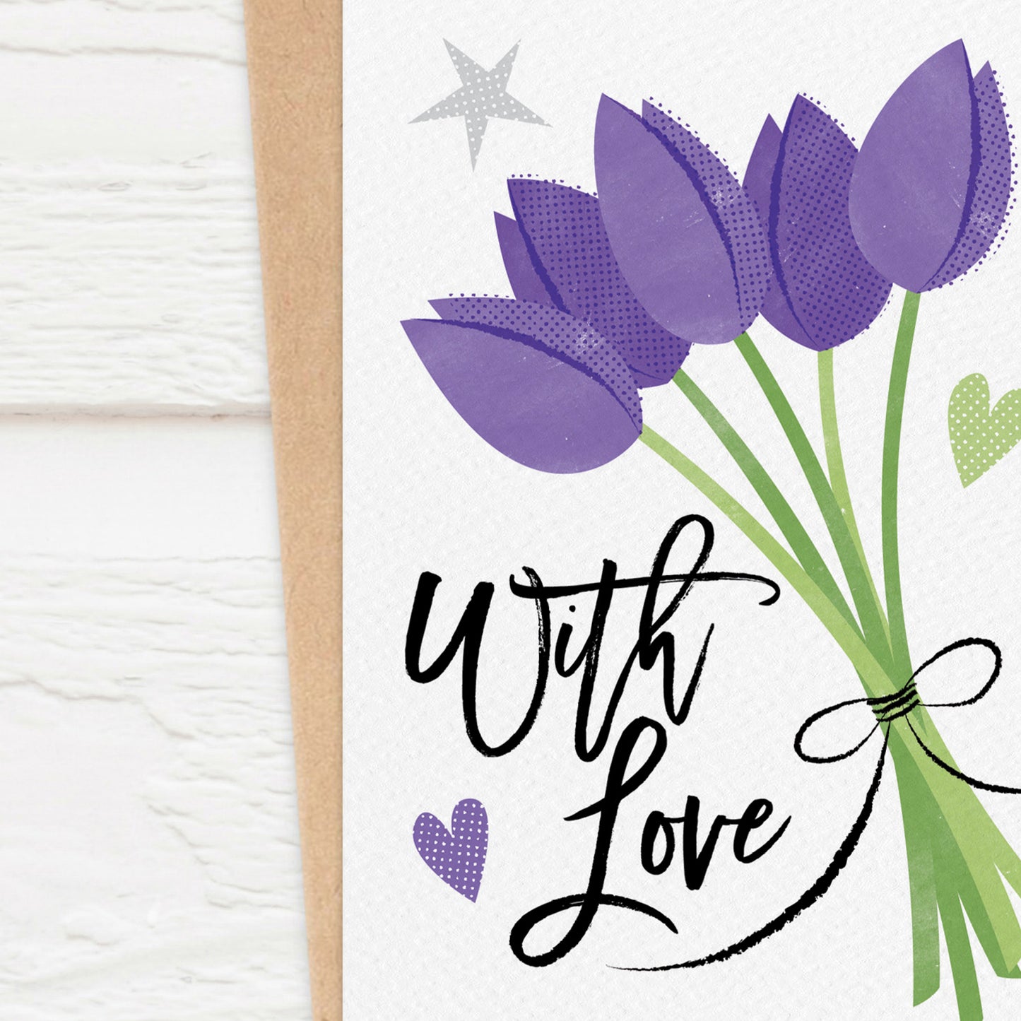 Sketchy 'With Love' Purple Tulips Card