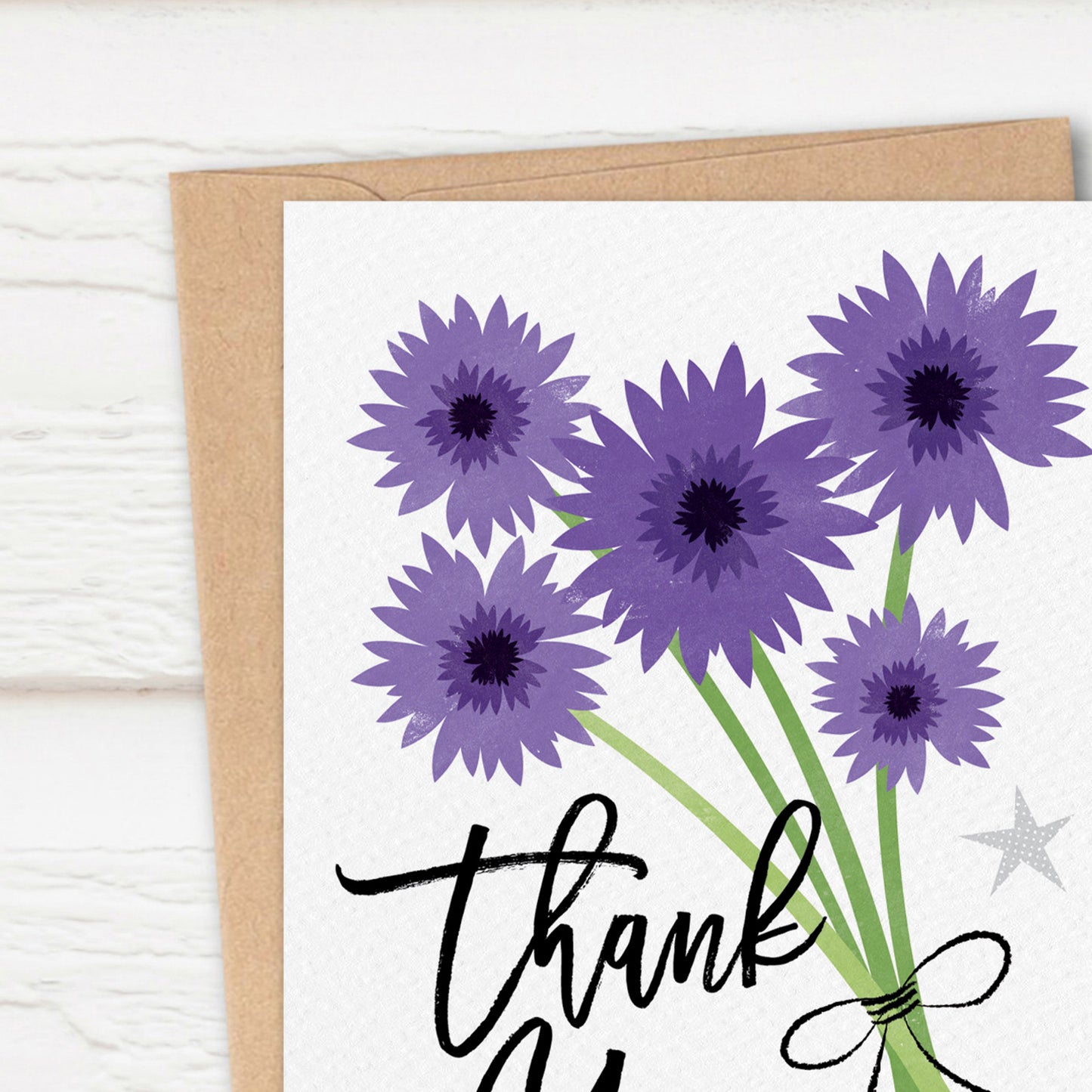 Sketchy Cornflowers Thank You Card