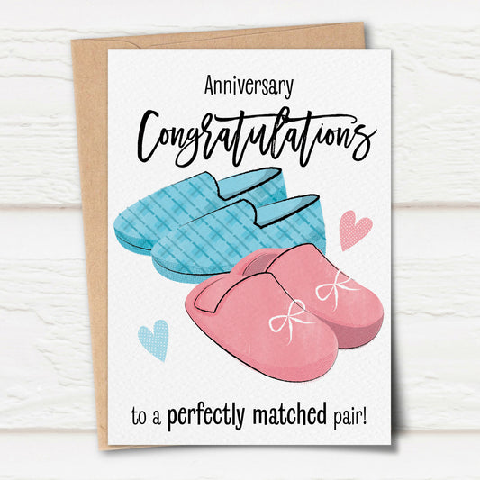 Sketchy 'Perfect Pair' Slippers Anniversary Card