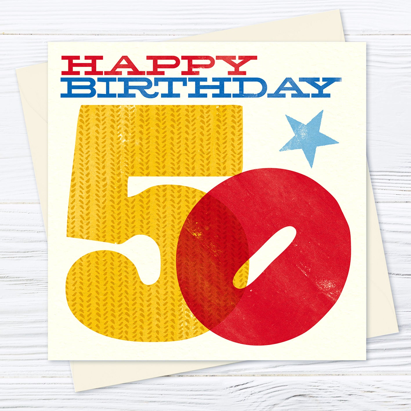 Woodblock 50th Birthday Card