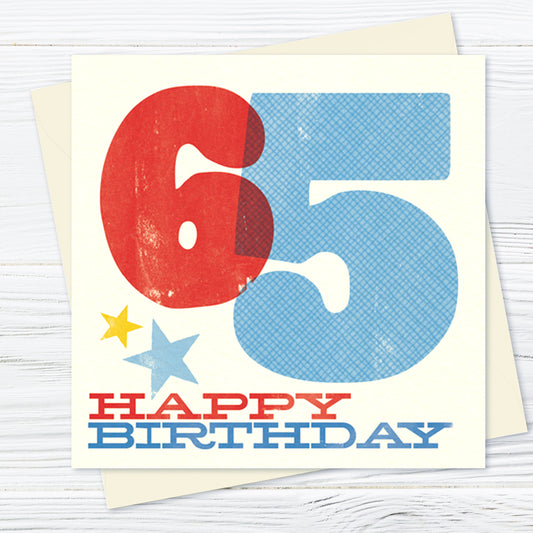 Woodblock 65th Birthday Card